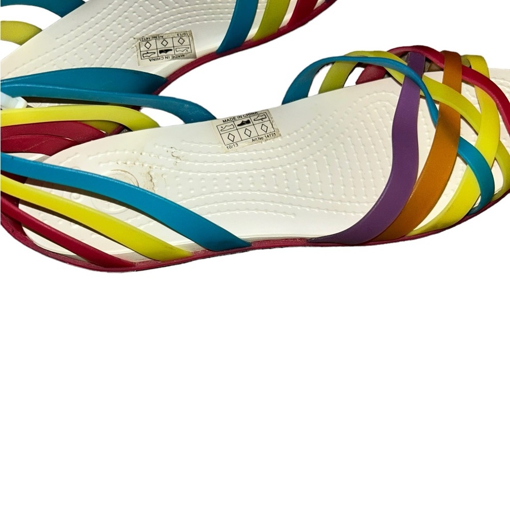 Crocs Huarache Ballet Flat Rainbow multicolored jelly sandals size 10 pink